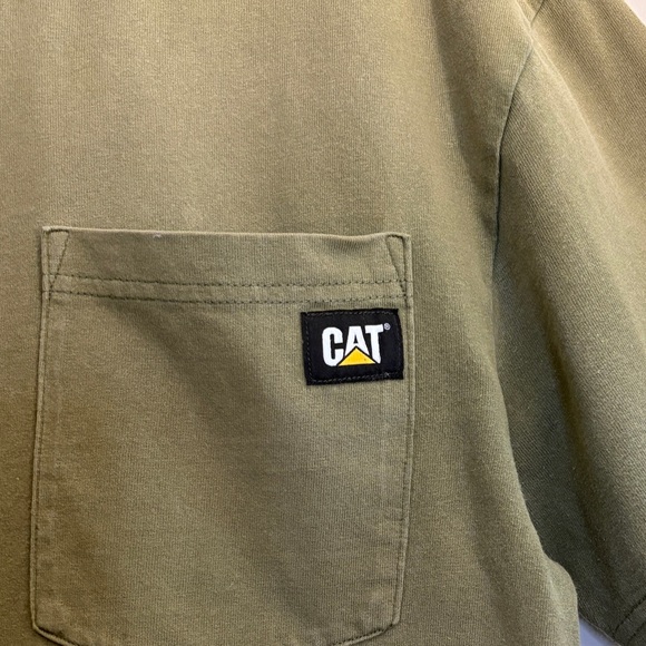 CAT Olive Green Cotton T-Shirt with Pocket & Logo - Picture 4 of 12